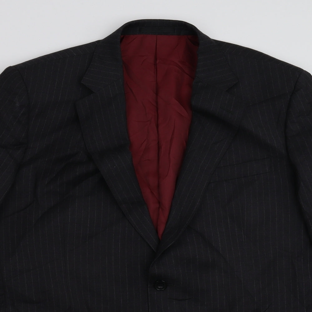 Jaeger Mens Black Striped  Jacket Suit Jacket Size 44