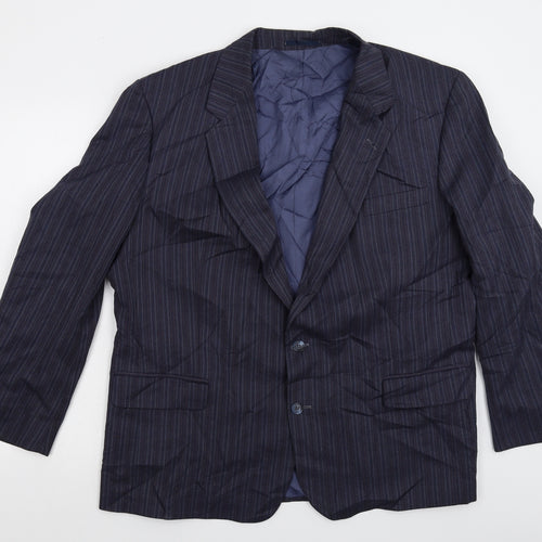 Preworn Mens Blue Striped  Jacket Suit Jacket Size 46