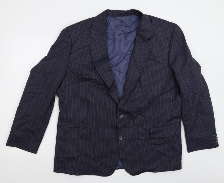 Preworn Mens Blue Striped  Jacket Suit Jacket Size 46