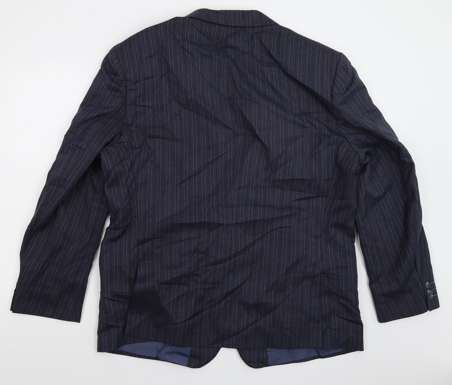 Preworn Mens Blue Striped  Jacket Suit Jacket Size 46