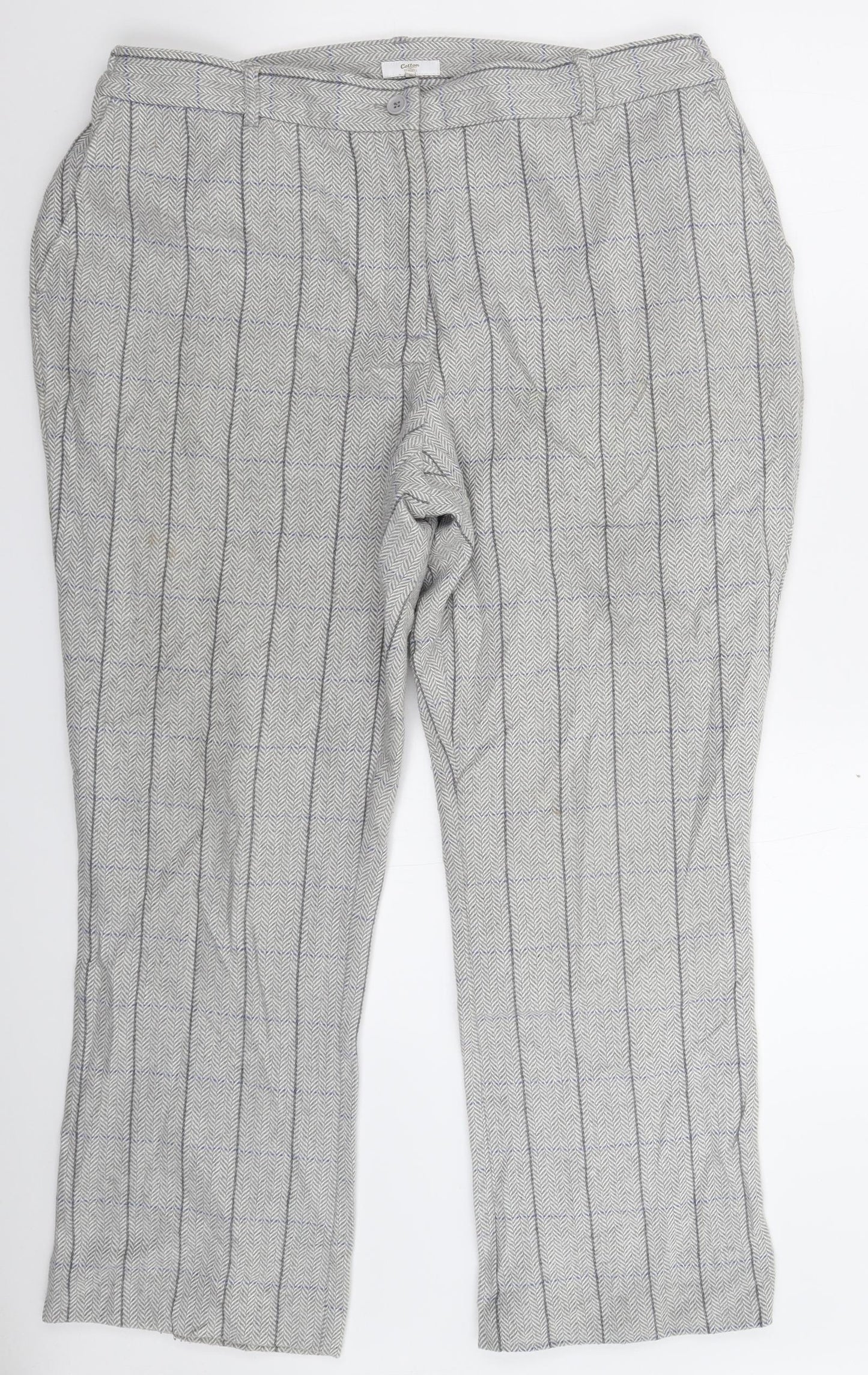 Cotton Traders Womens Grey Herringbone  Trousers  Size 18 L28 in