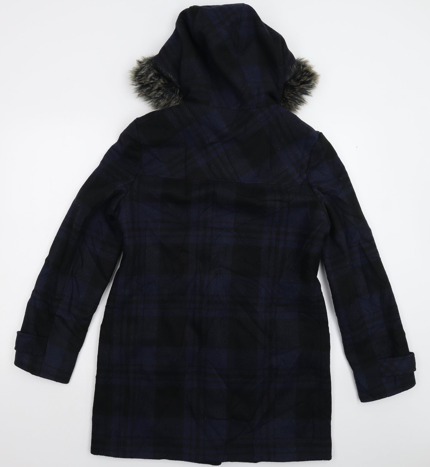 F&F Womens Blue Check  Parka Coat Size 12
