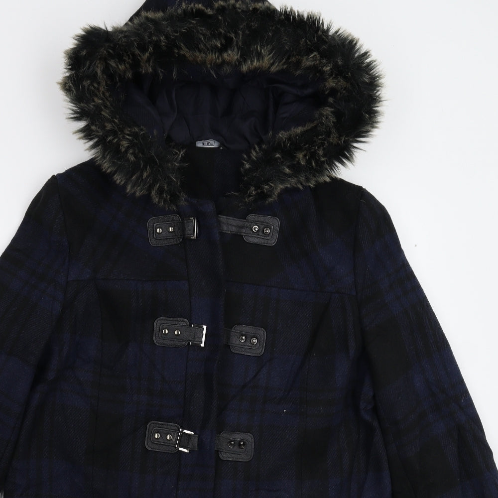 F&F Womens Blue Check  Parka Coat Size 12