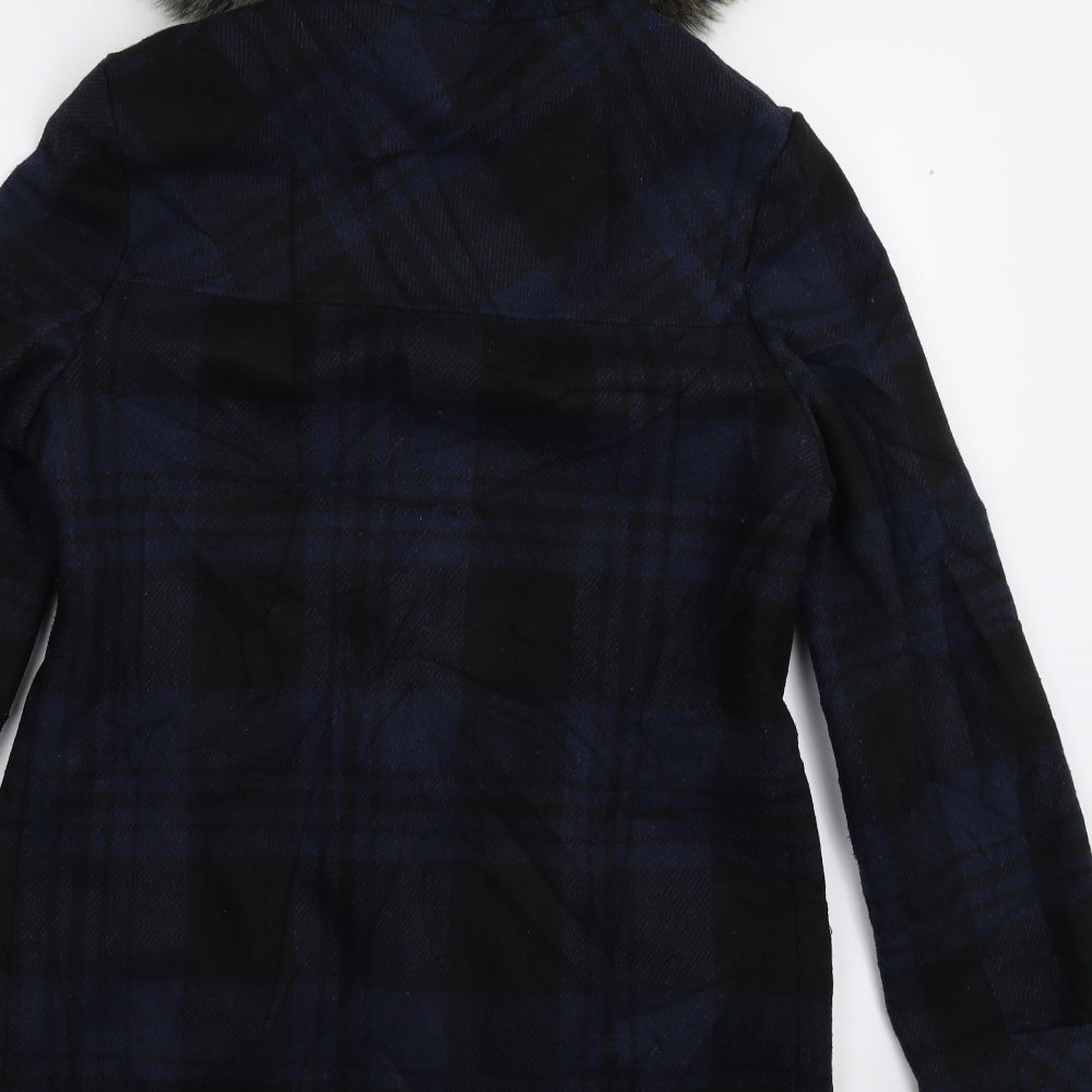 F&F Womens Blue Check  Parka Coat Size 12