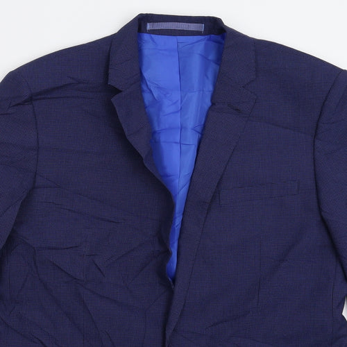Marks and Spencer Mens Blue Houndstooth  Jacket Suit Jacket Size 40