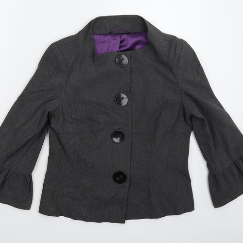 AMARANTO Womens Grey Houndstooth  Jacket Blazer Size 12