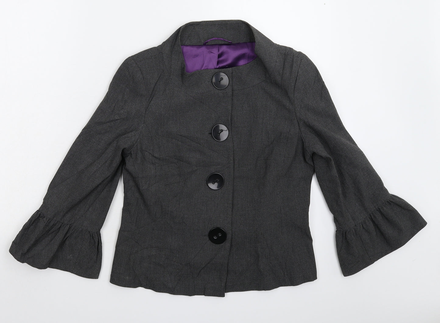 AMARANTO Womens Grey Houndstooth  Jacket Blazer Size 12