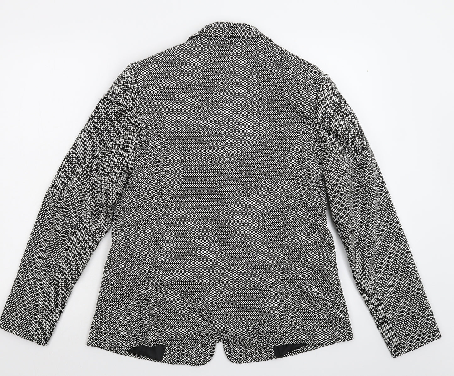 TU Womens Black Geometric  Jacket Suit Jacket Size 14