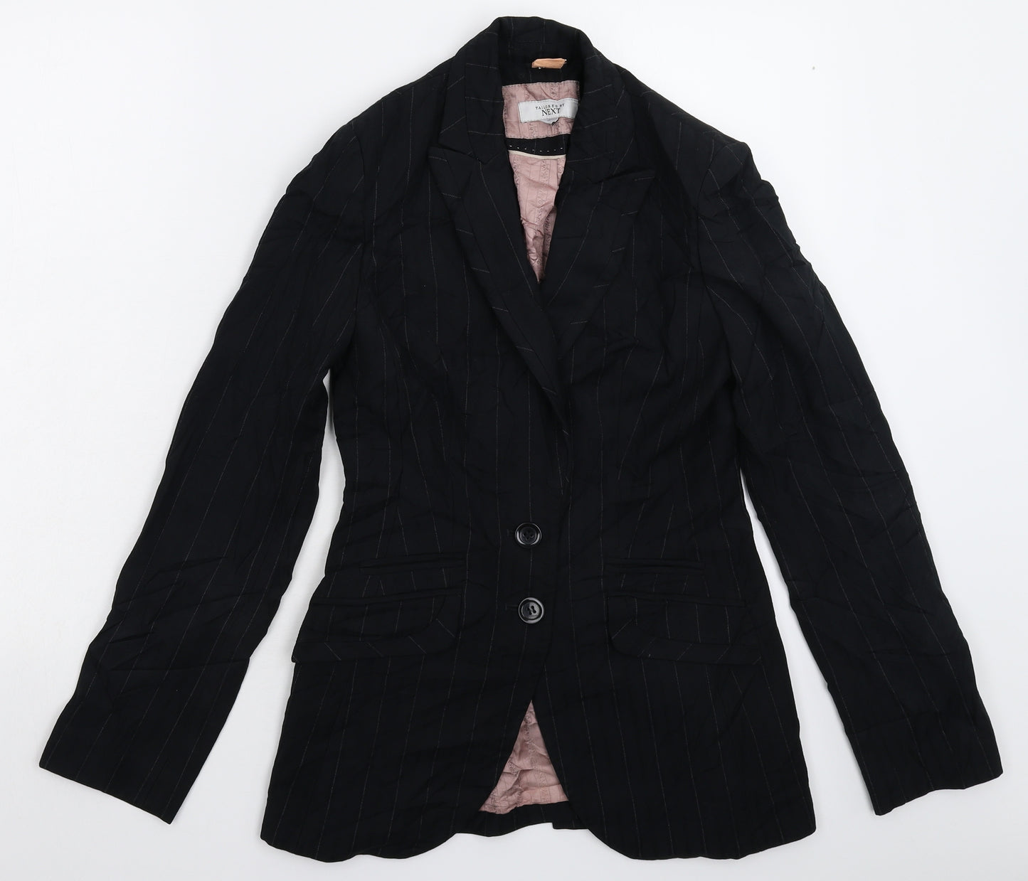 NEXT Womens Black Striped  Jacket Suit Jacket Size 8