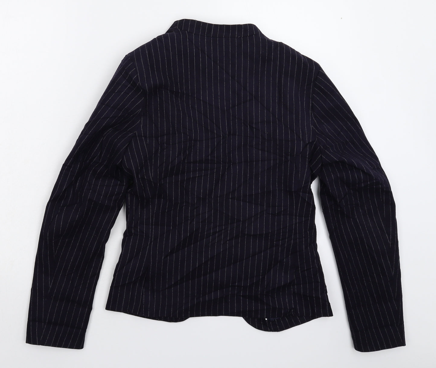 H&M Womens Blue Striped  Jacket Blazer Size 10