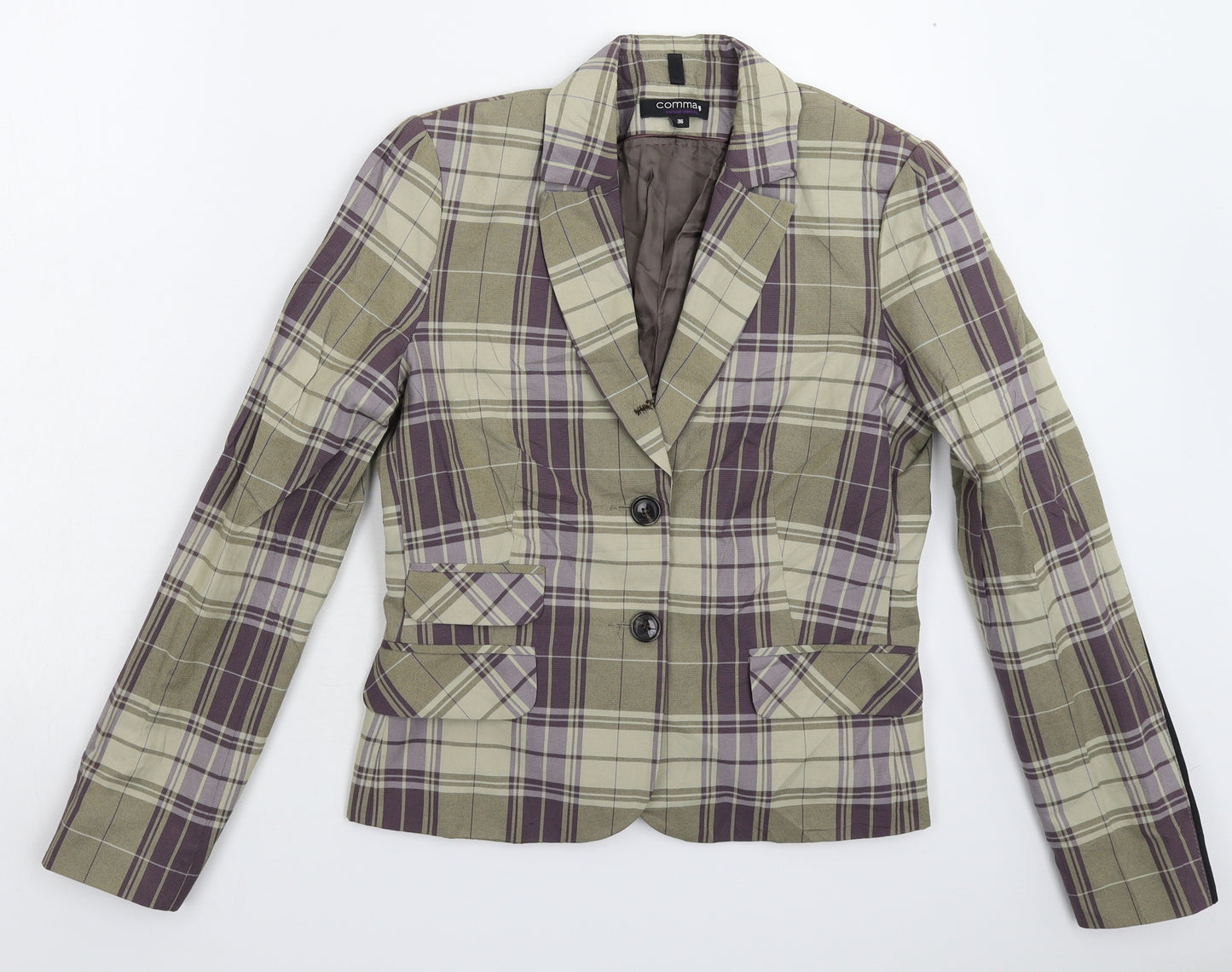 Comma Womens Multicoloured Check  Jacket Suit Jacket Size 10