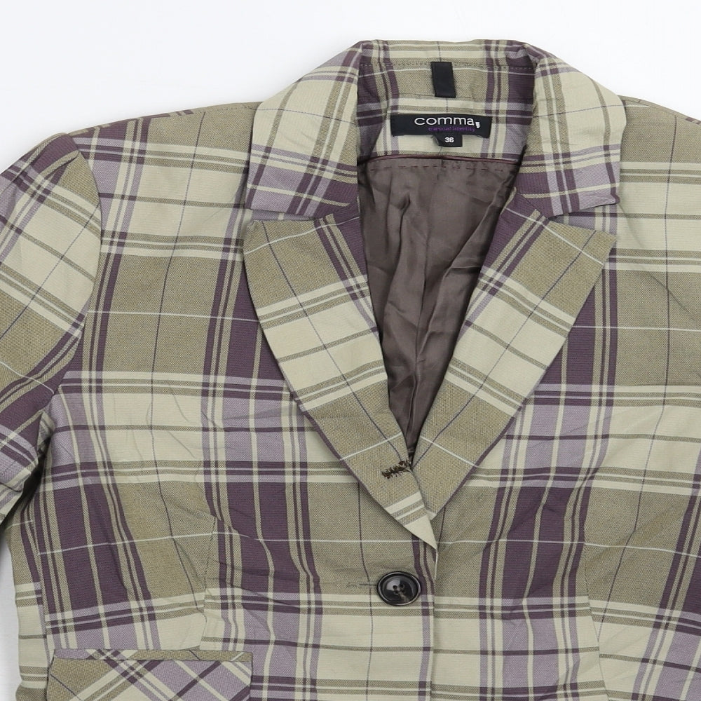 Comma Womens Multicoloured Check  Jacket Suit Jacket Size 10