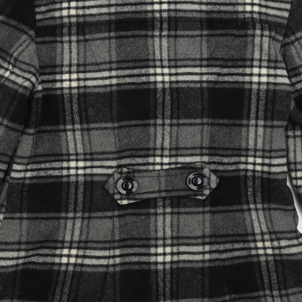 Kylie Girls Grey Check  Pea Coat Coat Size 13 Years