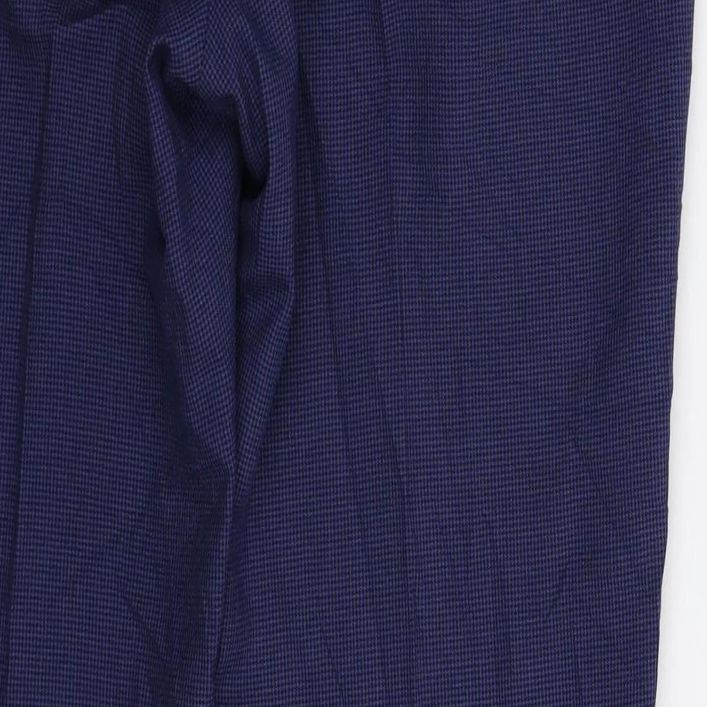 Marks and Spencer Mens Blue Houndstooth  2 Piece Suit Trousers Size 34 L33 in
