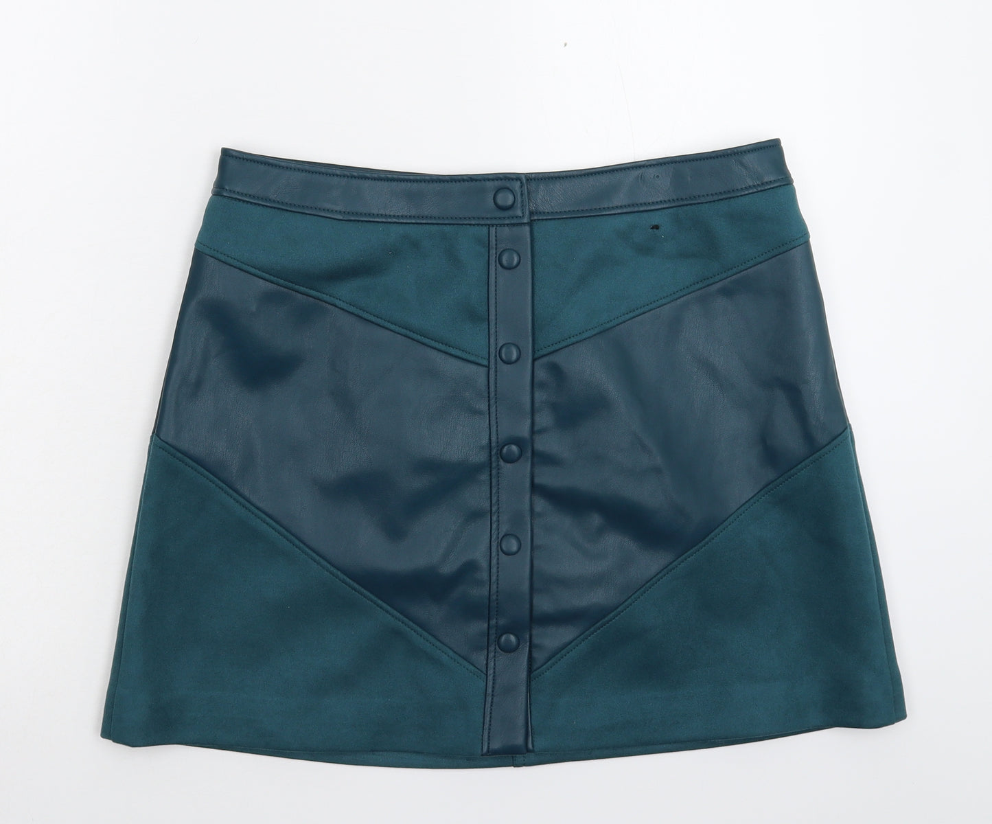 Marks and Spencer Womens Blue   A-Line Skirt Size 14  - Faux Leather