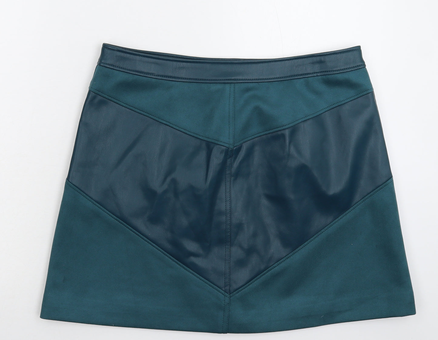 Marks and Spencer Womens Blue   A-Line Skirt Size 14  - Faux Leather