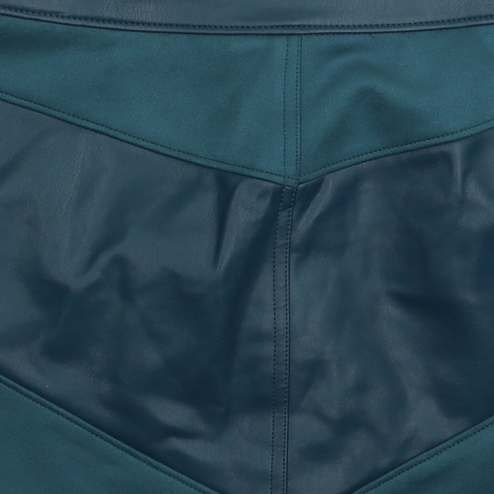 Marks and Spencer Womens Blue   A-Line Skirt Size 14  - Faux Leather