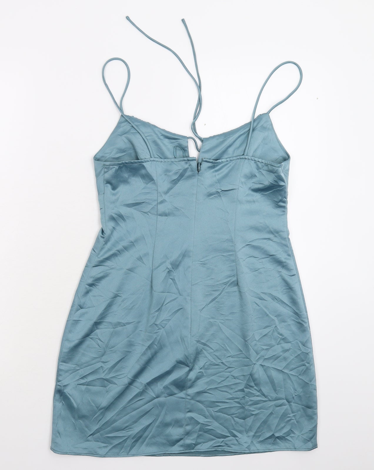 Topshop Womens Blue Solid Satin Cami Dress Size 10