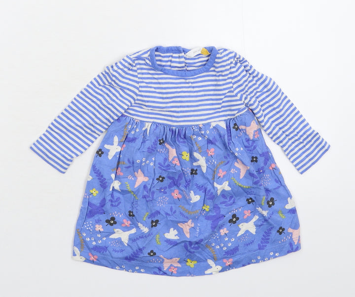 John Lewis Girls Blue Striped  Fit & Flare  Size 0-3 Months