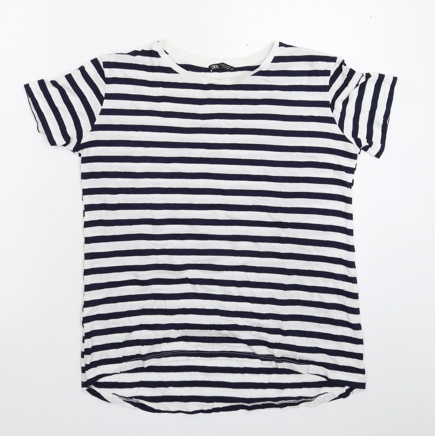 Zara Womens Blue Striped  Basic T-Shirt Size S