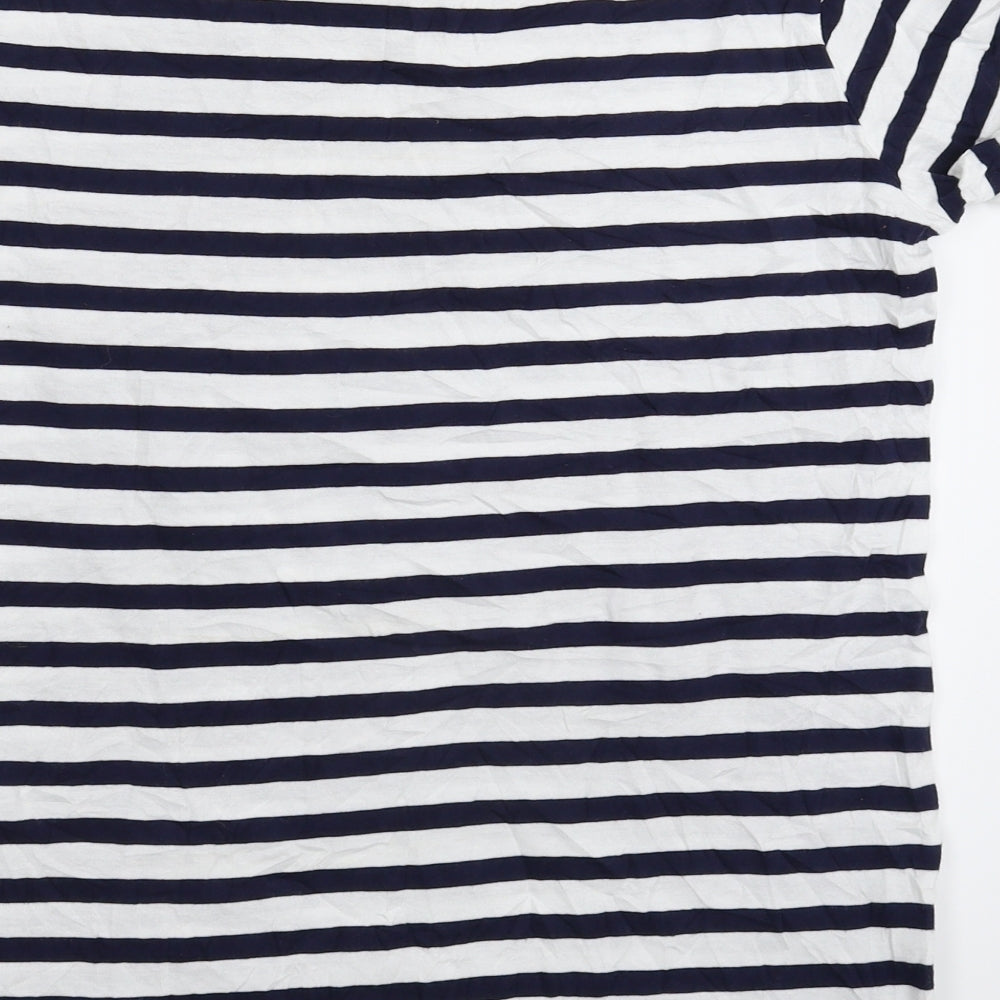 Zara Womens Blue Striped  Basic T-Shirt Size S