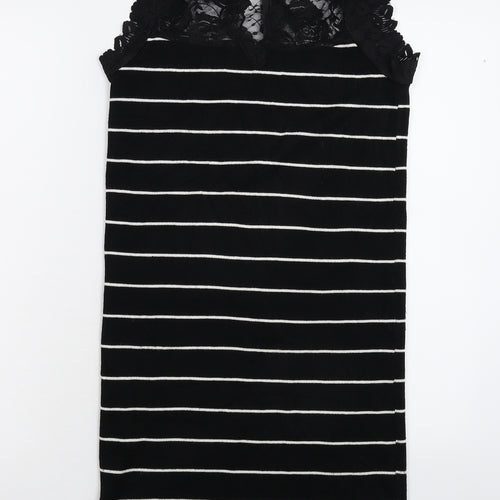 Preworn Womens Black Striped Knit Jumper Dress  Size S
