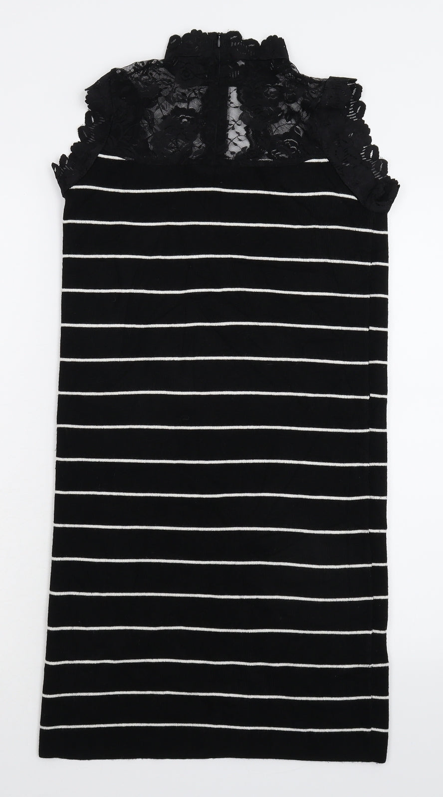 Preworn Womens Black Striped Knit Jumper Dress  Size S