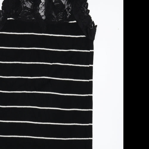 Preworn Womens Black Striped Knit Jumper Dress  Size S