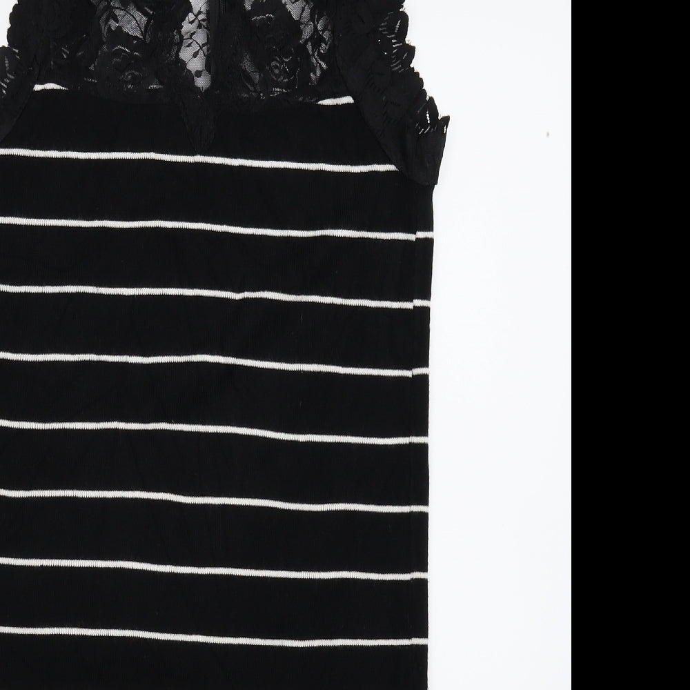 Preworn Womens Black Striped Knit Jumper Dress  Size S