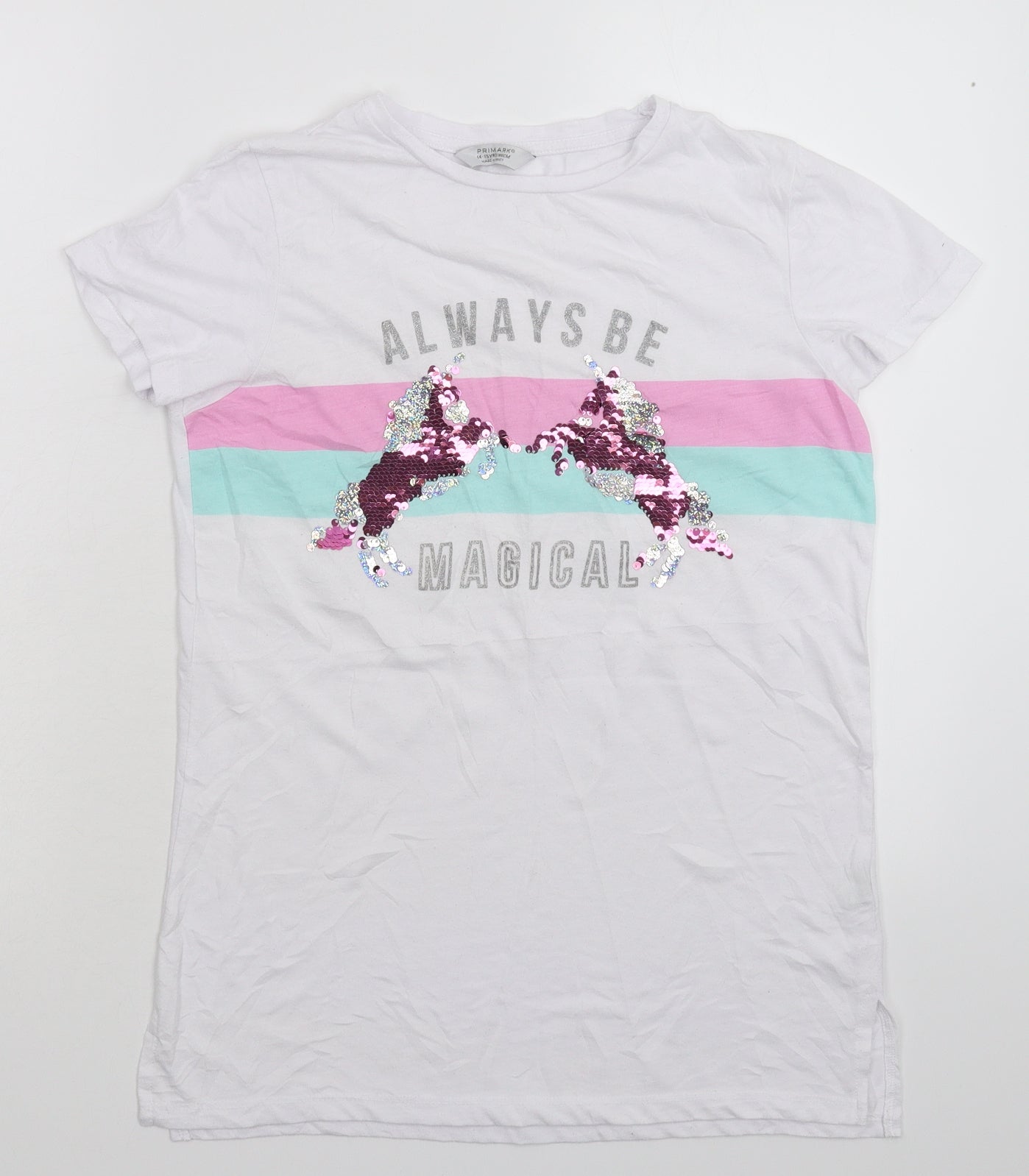 Primark Girls White   Basic T-Shirt Size 14-15 Years