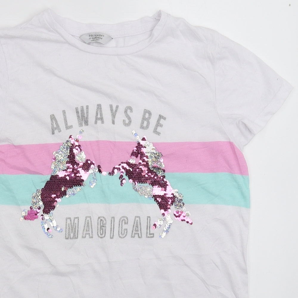 Primark Girls White   Basic T-Shirt Size 14-15 Years