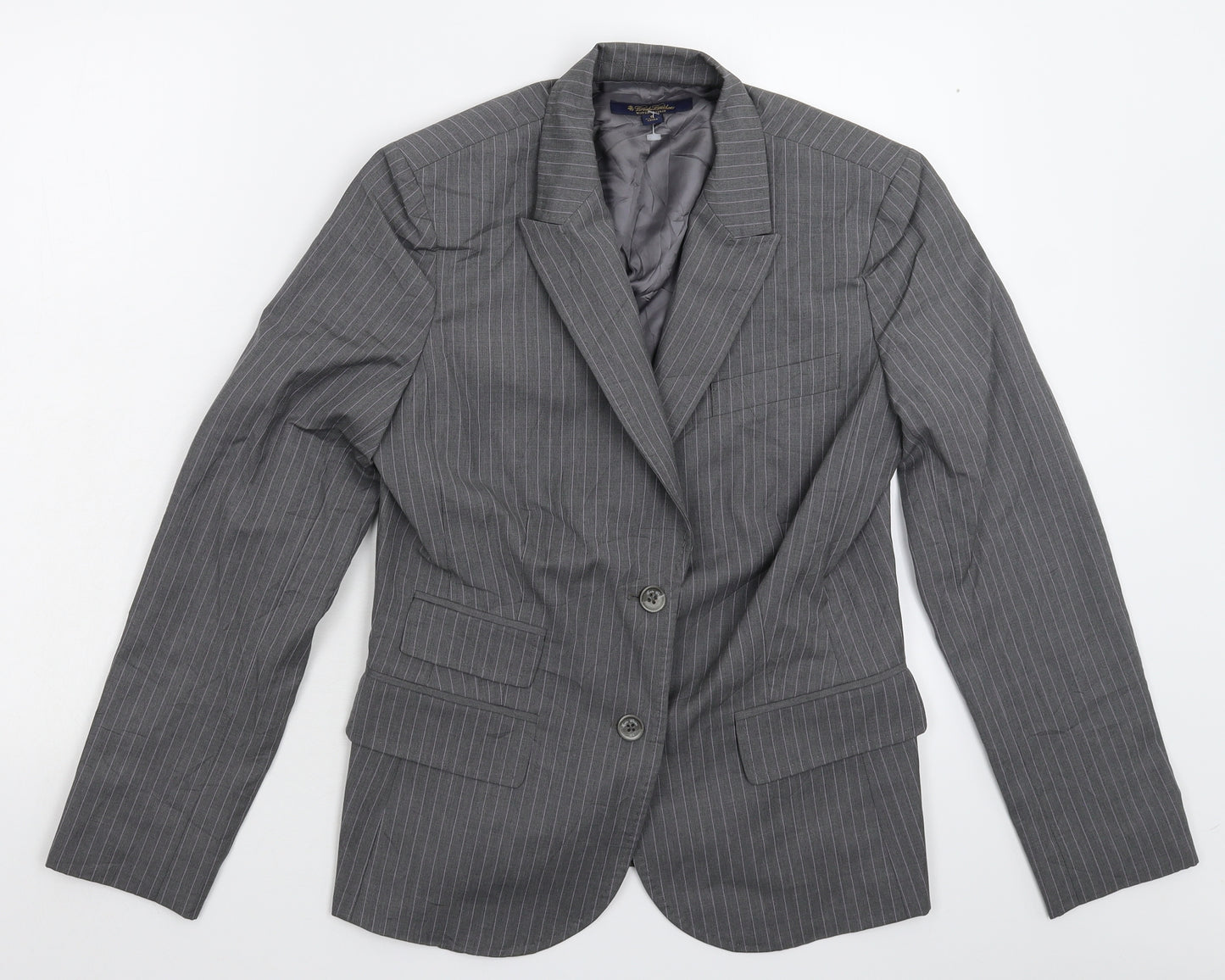 Brooks Brothers Womens Grey Striped  Jacket Suit Jacket Size 8