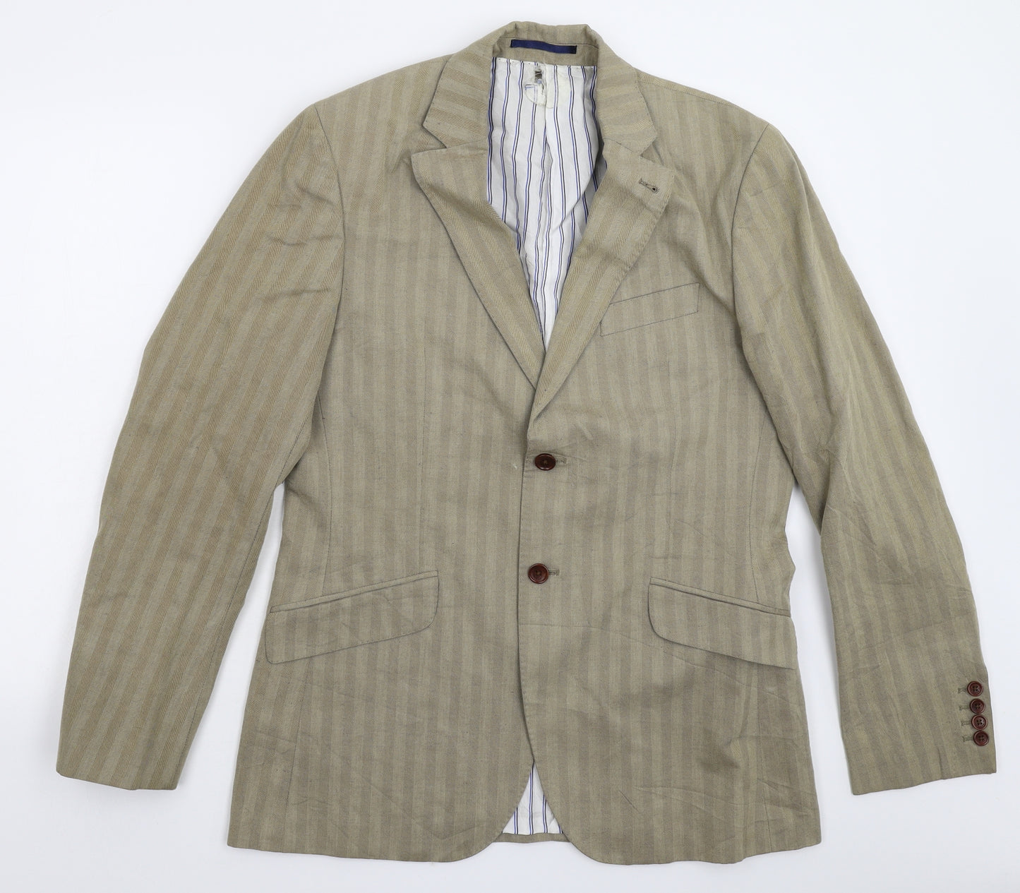 Crew Clothing Mens Grey Striped  Jacket Suit Jacket Size 40