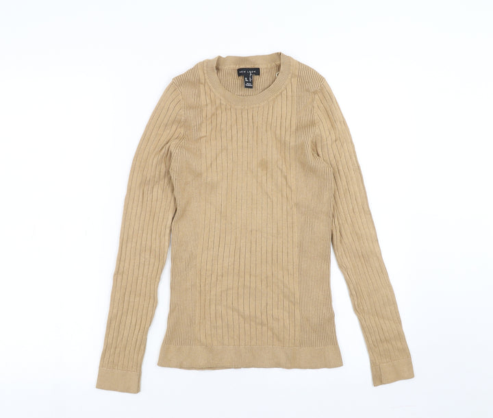 New Look Womens Beige Striped  Pullover Jumper Size 16