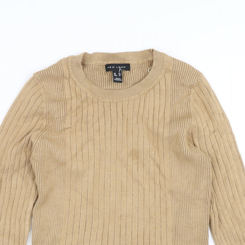 New Look Womens Beige Striped  Pullover Jumper Size 16