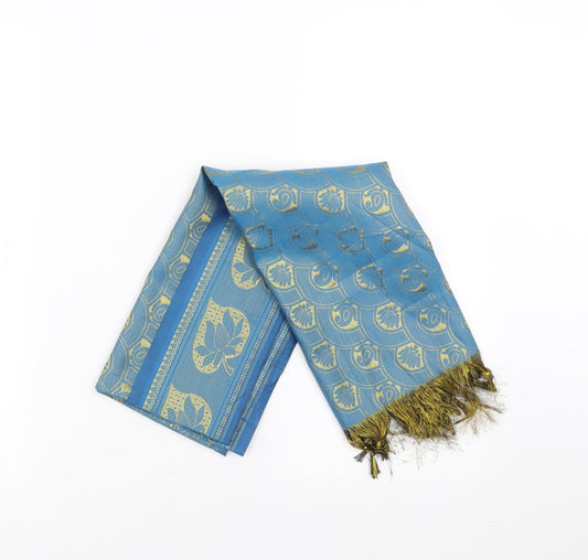 Front view of Preworn women’s blue floral scarf