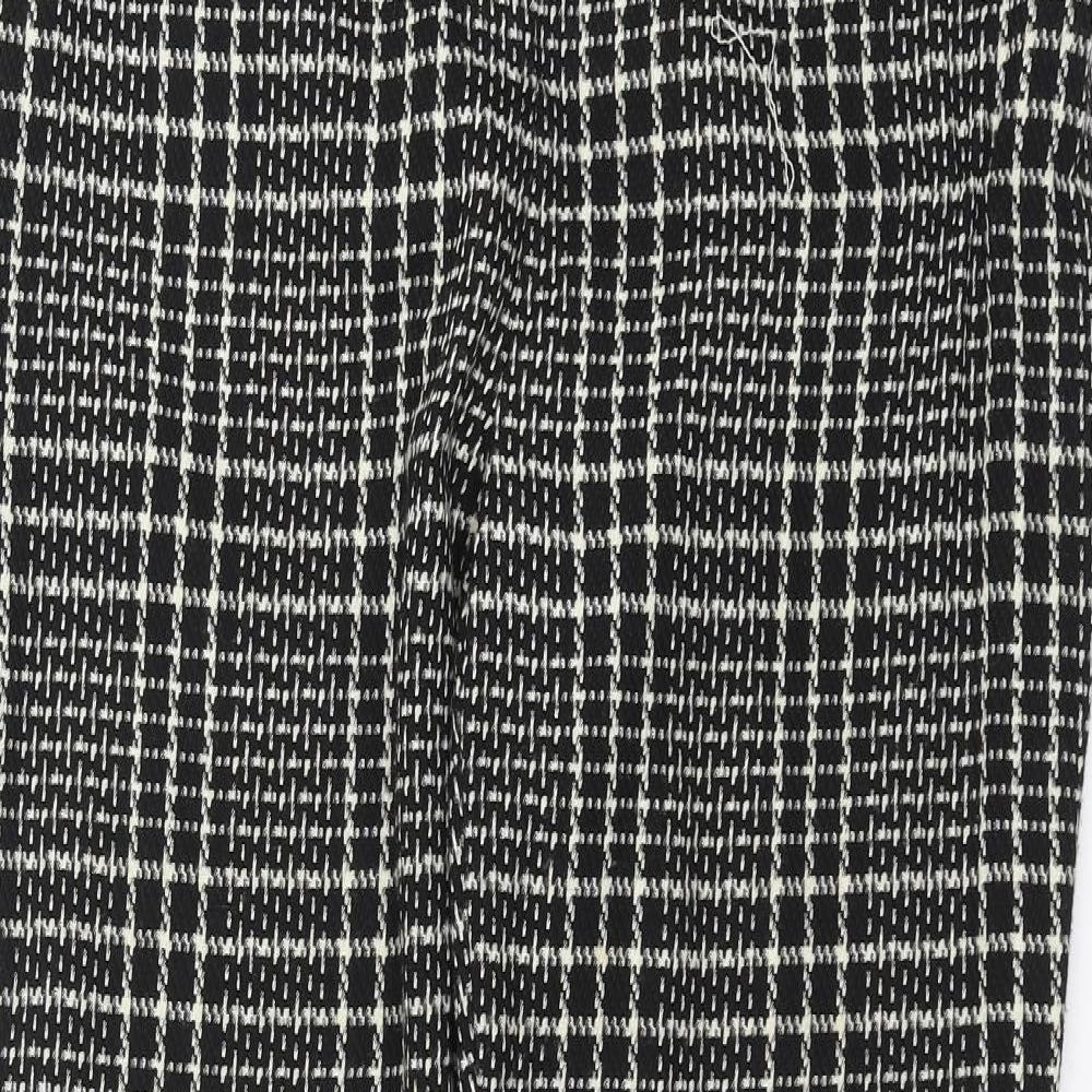 Peacocks Womens Black Check  Trousers  Size 12 L29 in
