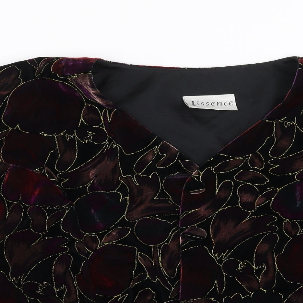 essence Womens Black Floral  Jacket  Size 16