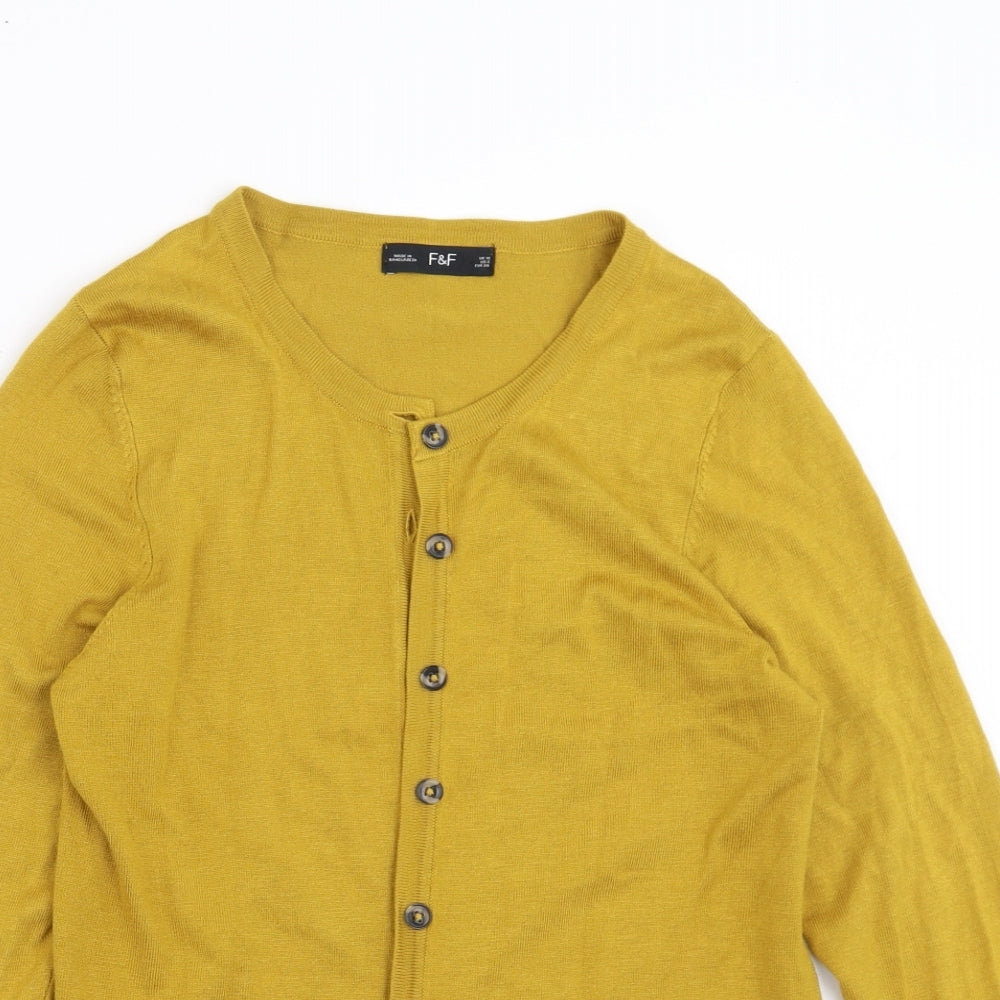 F&F Womens Yellow   Cardigan Jumper Size 10