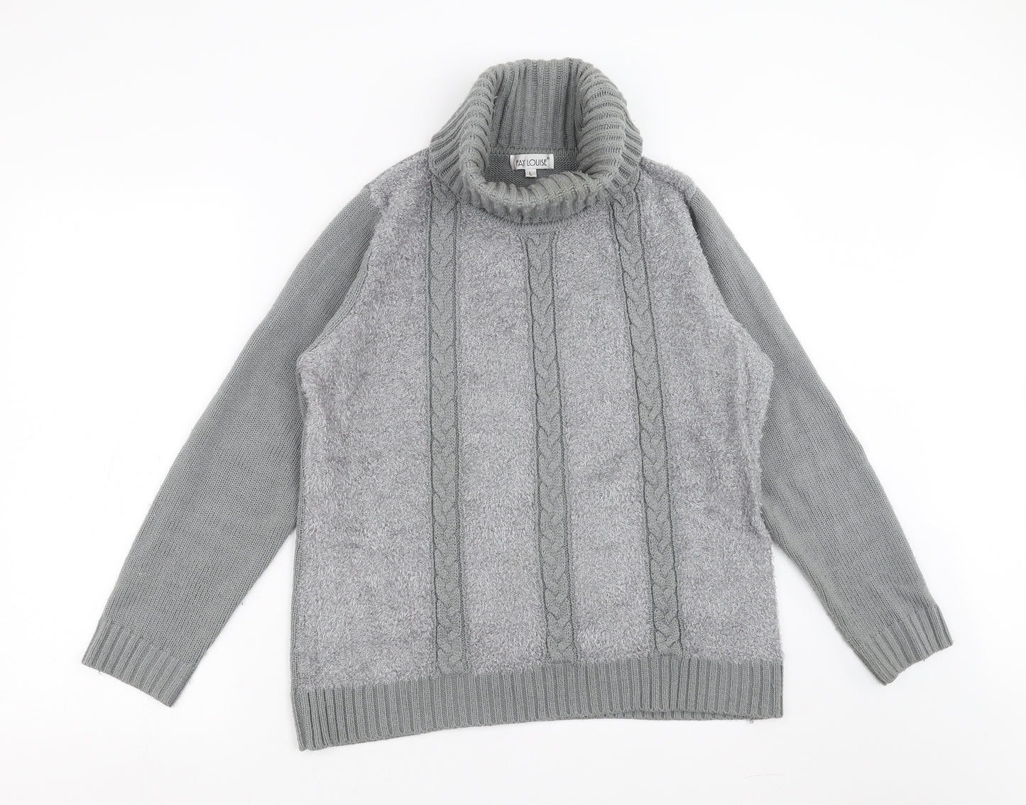 Fay Louise Womens Grey Striped  Pullover Jumper Size L