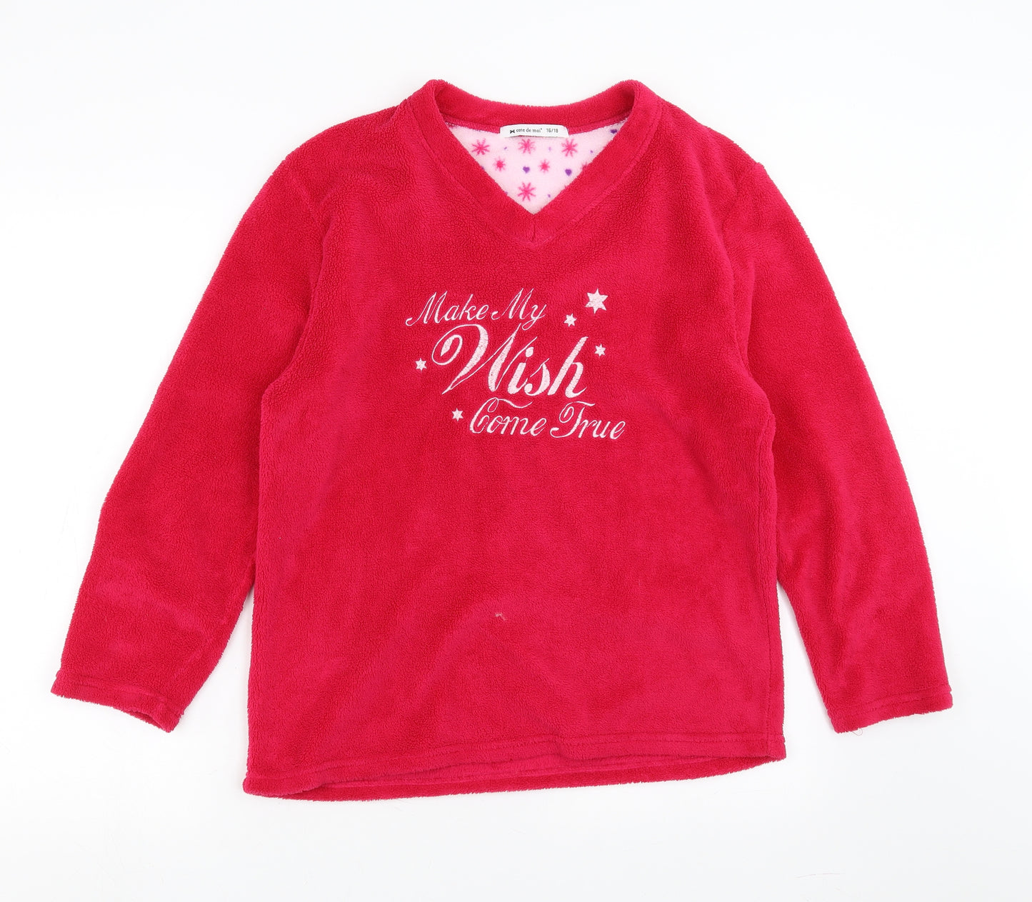 Cote de moi Womens Pink Solid Fleece Top Pyjama Top Size 16  - make my wish come true
