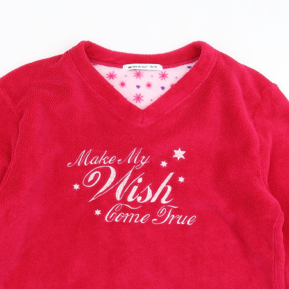 Cote de moi Womens Pink Solid Fleece Top Pyjama Top Size 16  - make my wish come true