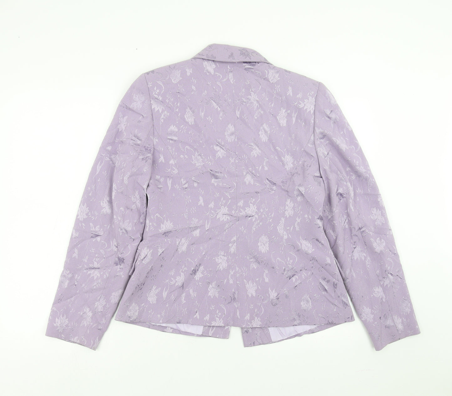 Preworn Womens Purple Floral  Jacket Suit Jacket Size 10