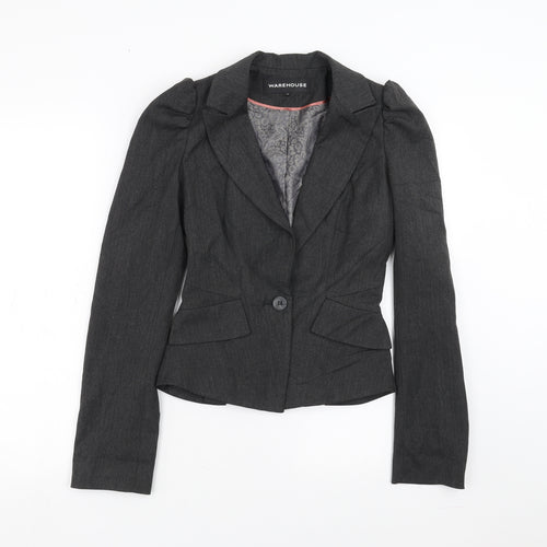 Warehouse Womens Grey Herringbone  Jacket Suit Jacket Size 8