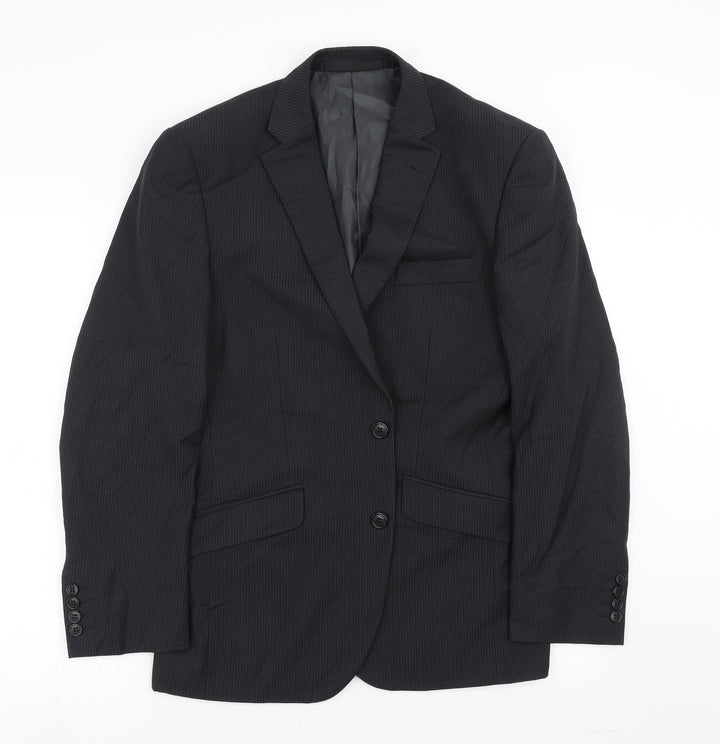 Marks and Spencer Mens Black Striped  Jacket Suit Jacket Size 38