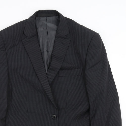 Marks and Spencer Mens Black Striped  Jacket Suit Jacket Size 38