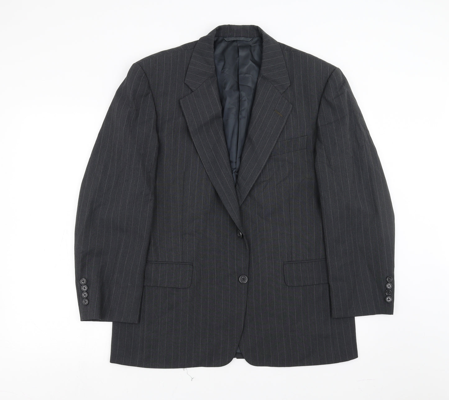 Preworn Mens Grey Striped  Jacket Suit Jacket Size 39