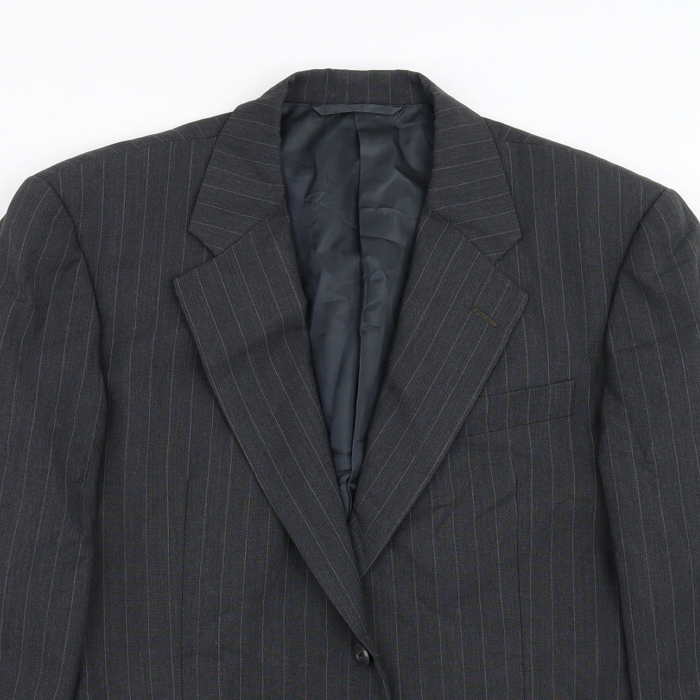 Preworn Mens Grey Striped  Jacket Suit Jacket Size 39