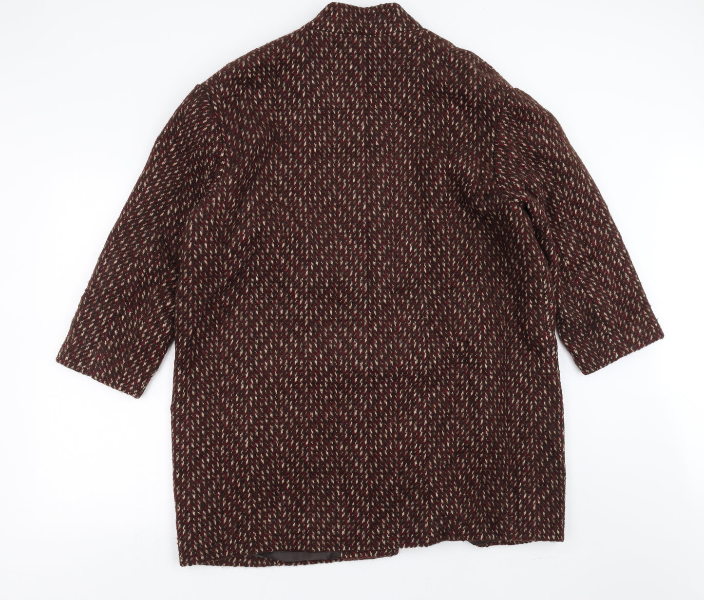 Marks and Spencer Womens Brown Geometric  Overcoat Coat Size 18