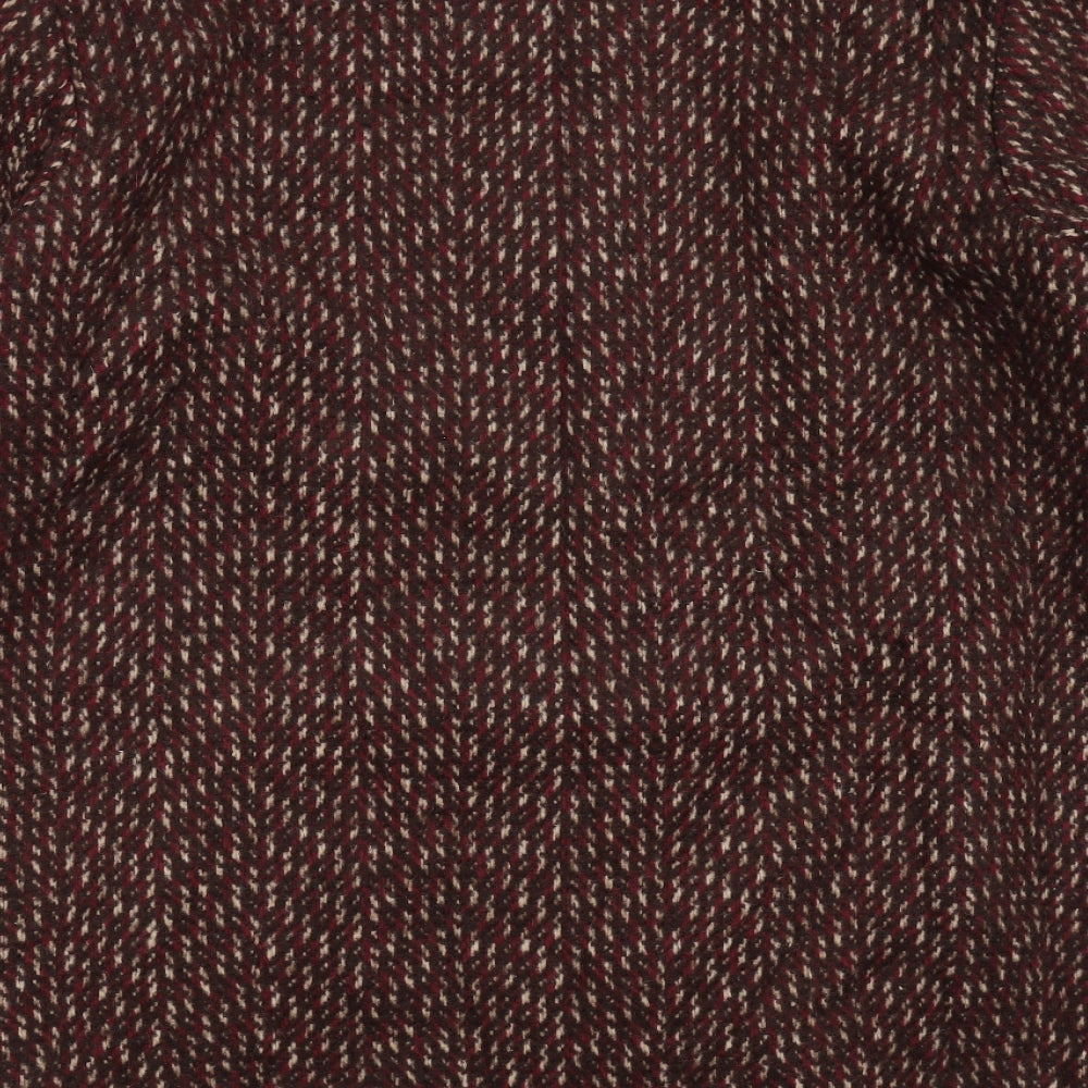 Marks and Spencer Womens Brown Geometric  Overcoat Coat Size 18